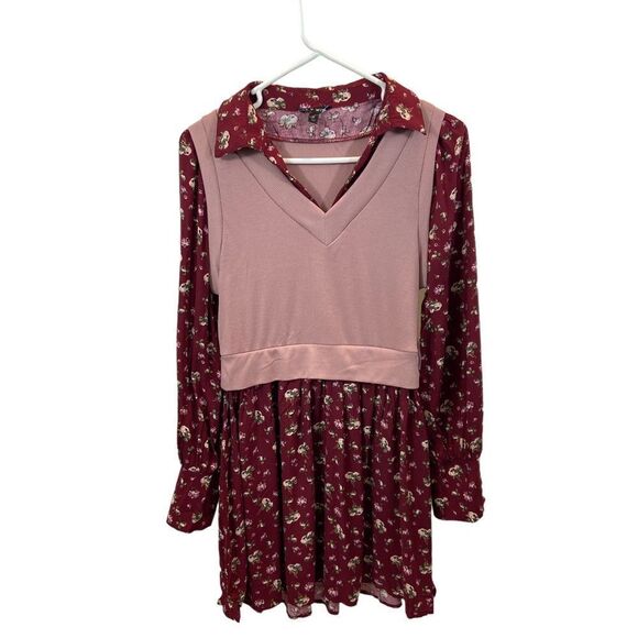 New with Tags Juniors' As U Wish Cropped Sweater Vest & Floral Shirtdress Set M - Picture 3 of 11